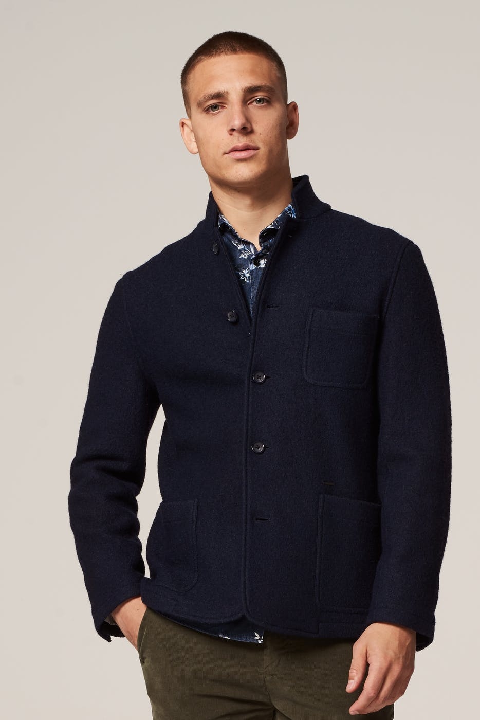 BLAZER BOILED WOOL DK. NAVY 2