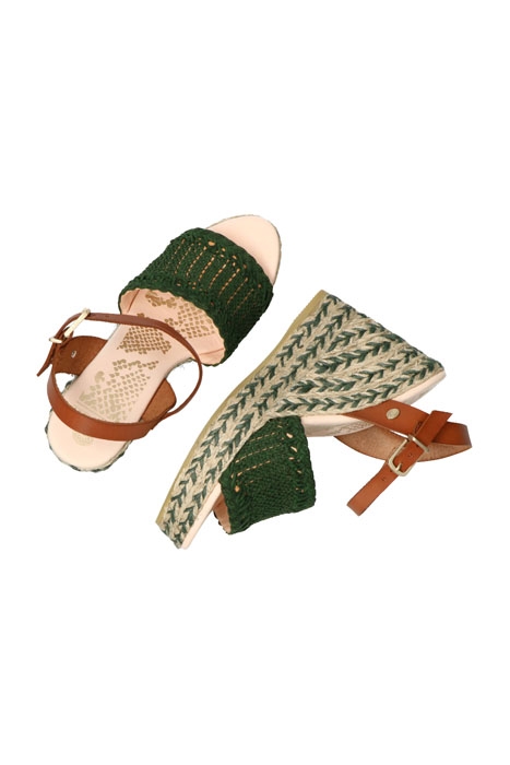 FRS0642 ESPADRILLE SANDALET 6 CM WOVEN STRAP GREEN 4