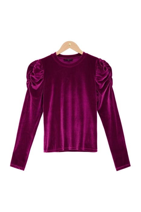 PAARSE VELVET TOP MET POFMOUWEN PURPLE PURPLE 1
