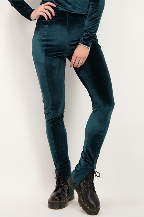 GROENE VELVET LEGGING MET SPLIT GREEN GREEN 2