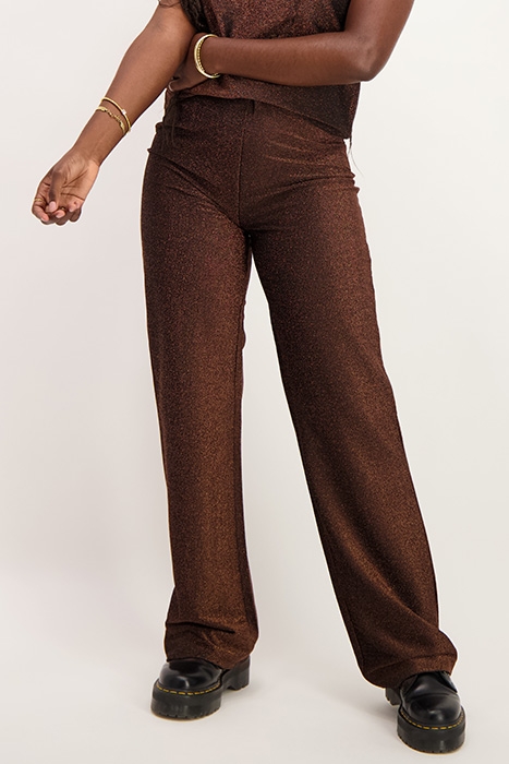 BRUINE GLITTER STRAIGHT FIT BROEK BRONZE BRONZE 2