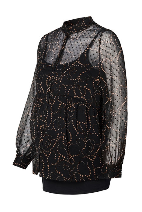 BLOUSE NURSING LS AOP GUNMETAL 2