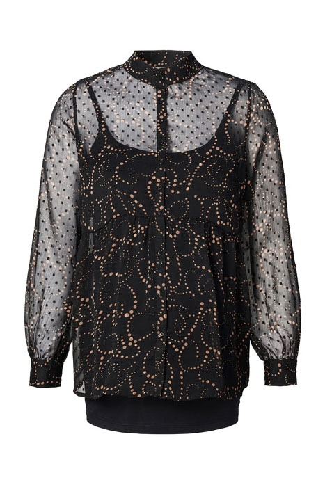 BLOUSE NURSING LS AOP GUNMETAL 1