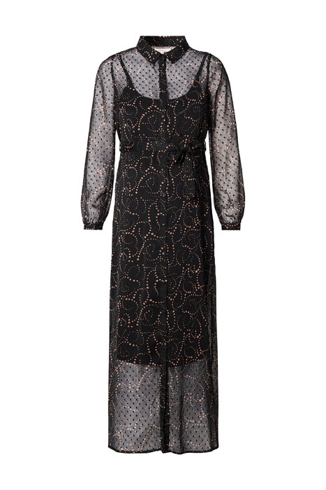 DRESS WVN NURSING LS AOP GUNMETAL 1