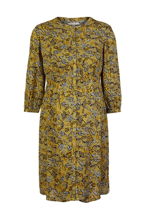 DRESS WVN NURS 3/4 SL AOP KHAKI GREEN 1