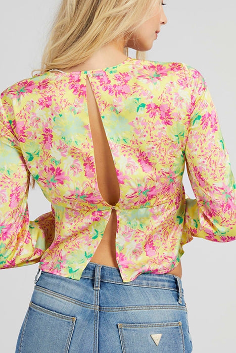 NEW LS GWEN TOP CHARCOAL FLORA YELLO CHARCOAL FLORA YELLO 2