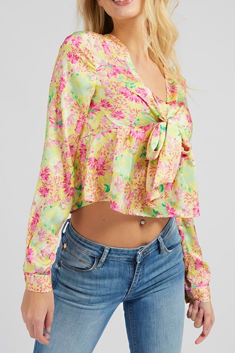 NEW LS GWEN TOP CHARCOAL FLORA YELLO CHARCOAL FLORA YELLO 1