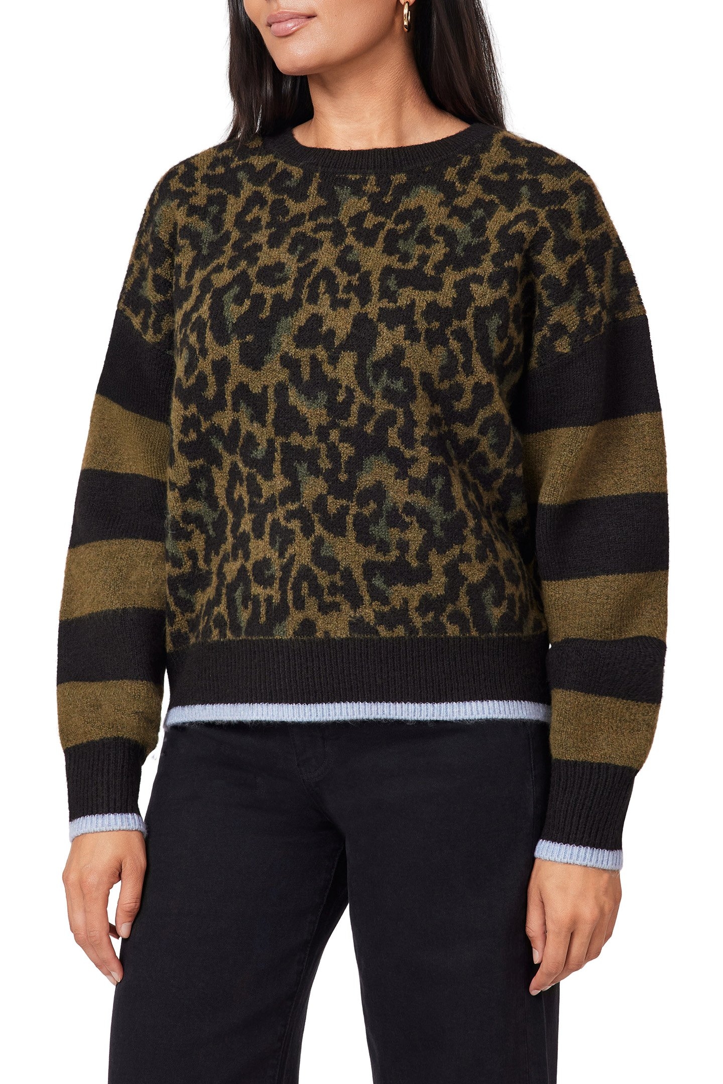 PULLOVER SWEATER MILITARY OLIVE/BLACK NIGHT/CHEETAH STRIPE 6