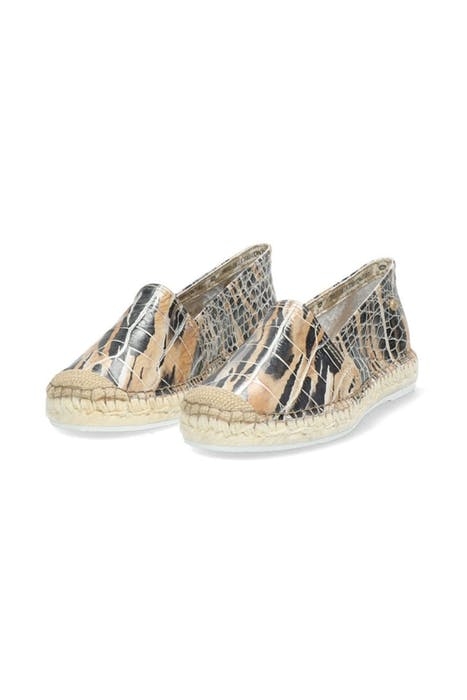 ESPADRILLE LOAFER ZEBRA PRINTED LEATHER BLACK BEIGE 3