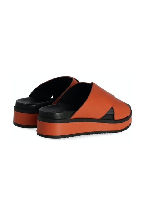 SLIPPER WITH COVERED WEDGE SOFT NAPPA LEATHER BRICK BROWN 2