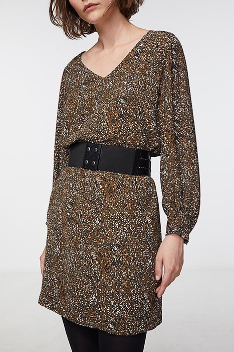 BLACK MIXED-FABRIC WIDE LEATHER BELT BLACK 6