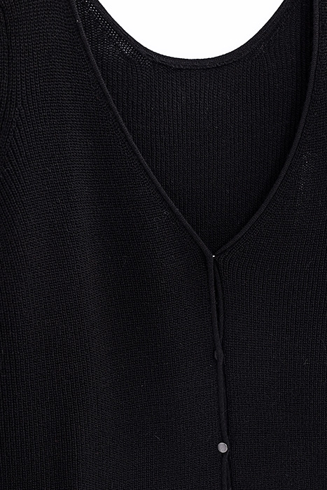 BLACK HAIRY DECORATIVE REVERSIBLE CARDIGAN BLACK 2