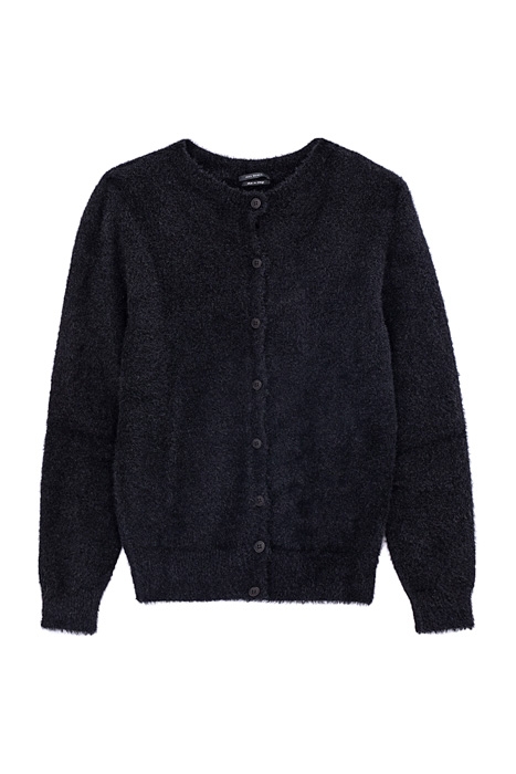 BLACK FLUFFY HAIRY DECORATIVE CARDIGAN BLACK 1