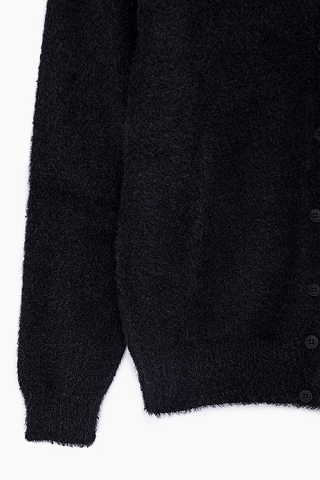 BLACK FLUFFY HAIRY DECORATIVE CARDIGAN BLACK 3
