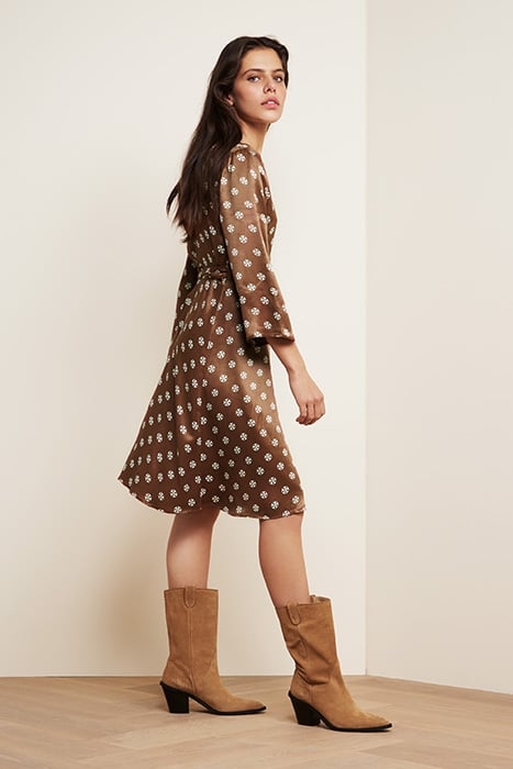 WINNI LOU DRESS TOFFEE BROWN/OFF-WHI 4