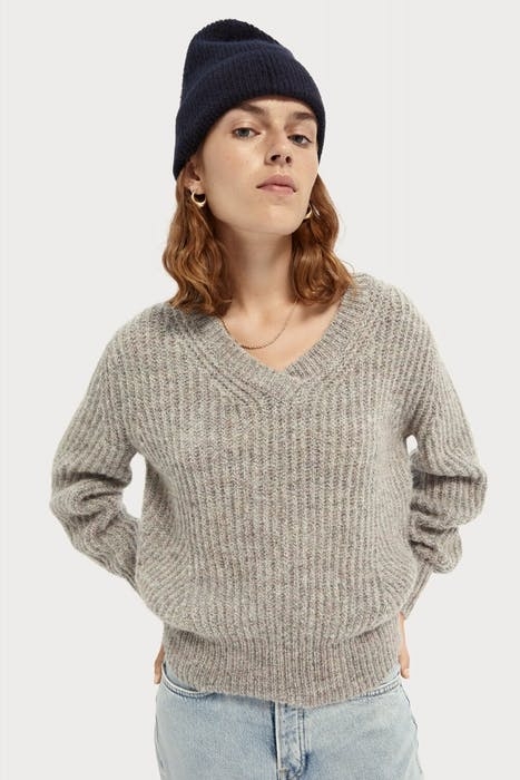 PULL WITH V-NECK WITH SPECIAL METALLIC YARN GREY MELANGE 4