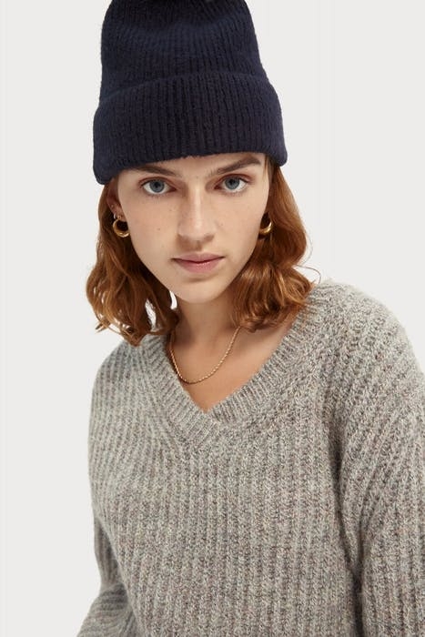 PULL WITH V-NECK WITH SPECIAL METALLIC YARN GREY MELANGE 5