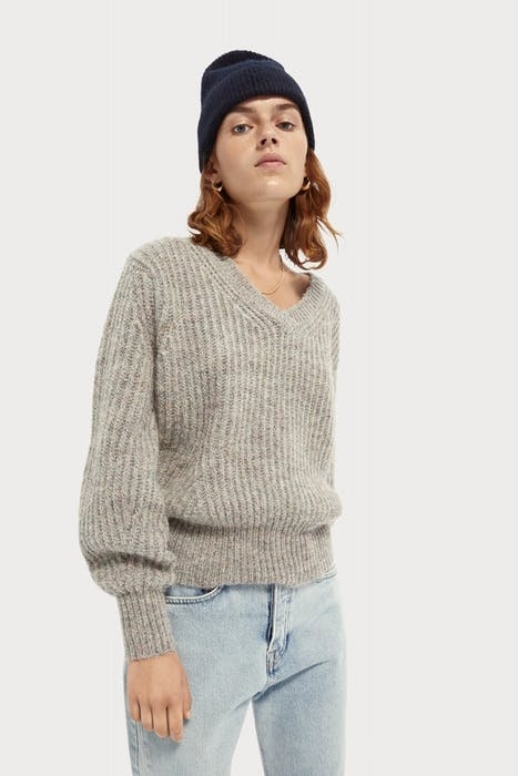 PULL WITH V-NECK WITH SPECIAL METALLIC YARN GREY MELANGE 6