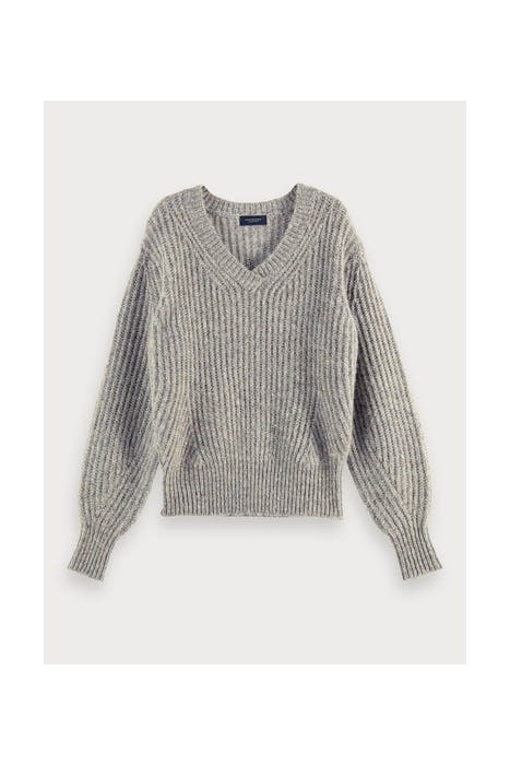 PULL WITH V-NECK WITH SPECIAL METALLIC YARN GREY MELANGE 1
