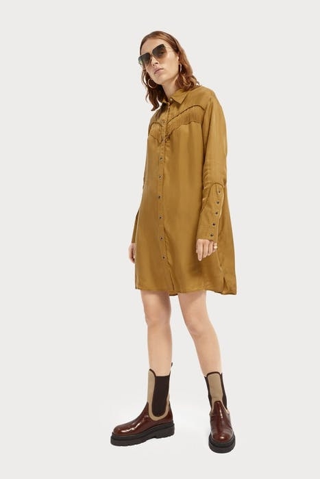 SHIRT-DRESS WITH WESTERN DETAILS KHAKI 4