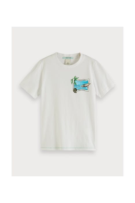 SHORT SLEEVE TEE WITH PLACED ARTWORKS WHITE 1