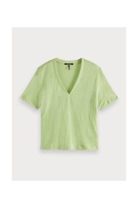 CLASSIC LINEN TEE WITH V-NECKLINE SEAWEED 1