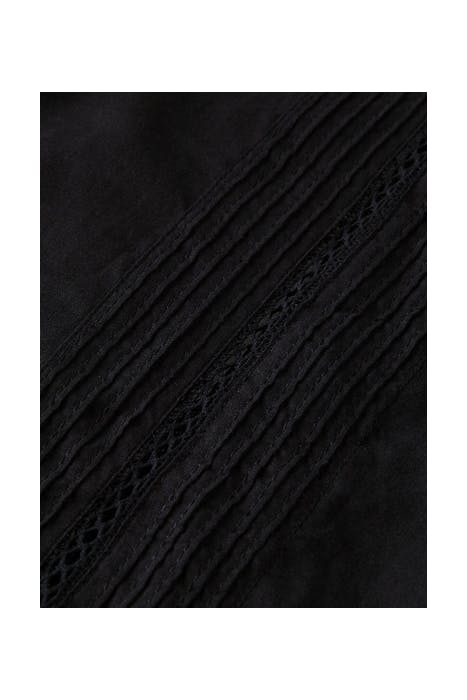 ORGANIC COTTON TOP WITH PIN TUCKS AND LACE INSERT BLACK 3