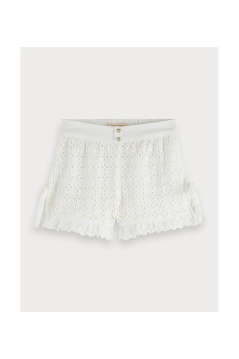 BRODERY ANGLAISE SHORTS WITH HIGH SIDE SLITS OFF WHITE 1