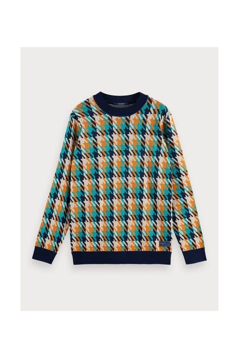 HIGH CREWNECK PULL WITH JACQUARD CHECK PATTERN COMBO B 1