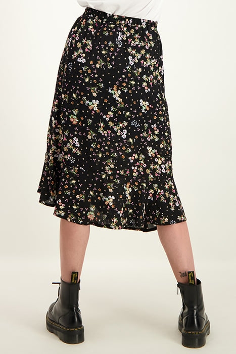 Black midi skirt with flowers 4
