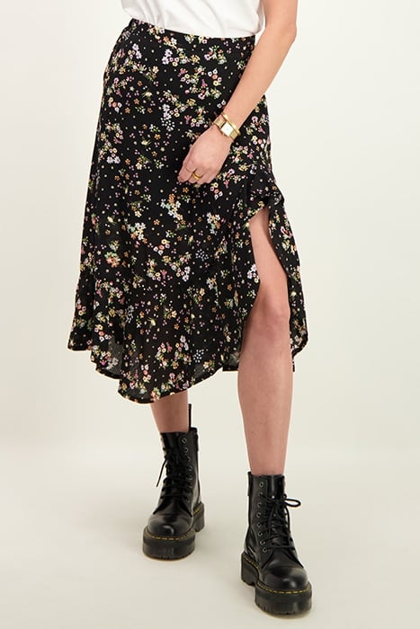 Black midi skirt with flowers 3