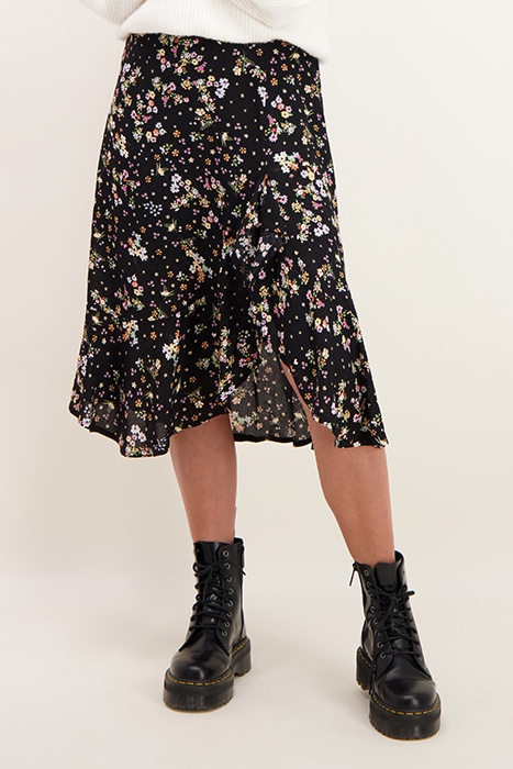 Black midi skirt with flowers 2