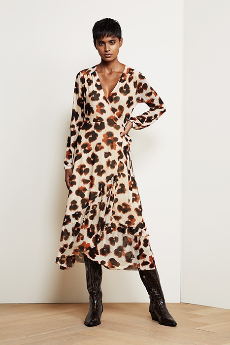 NATASJA FRILL DRESS BLACK/RUST 3