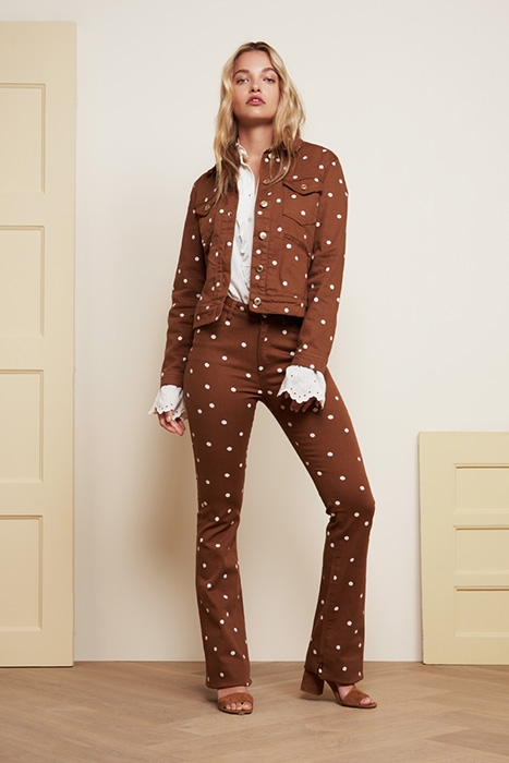 EVA FLARE TROUSERS TOFFEE BROWN/OFF-WHI 2