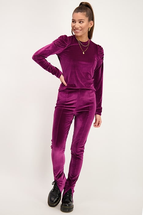PAARSE VELVET LEGGING MET SPLIT PURPLE PURPLE 3