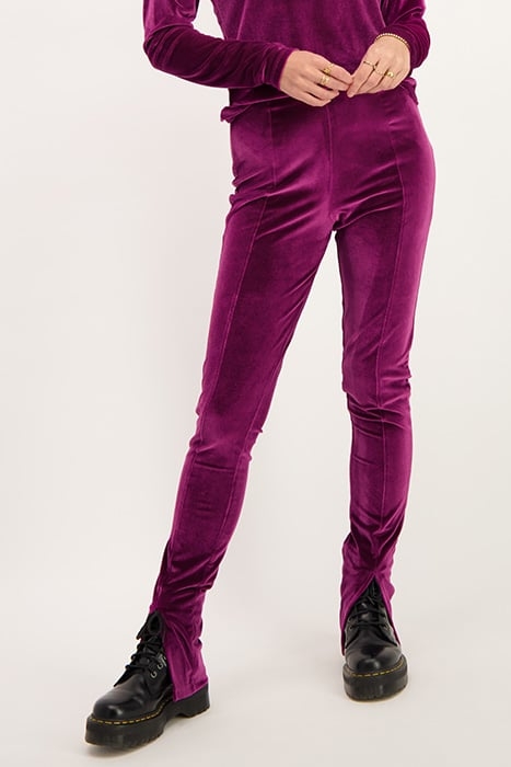 PAARSE VELVET LEGGING MET SPLIT PURPLE PURPLE 4