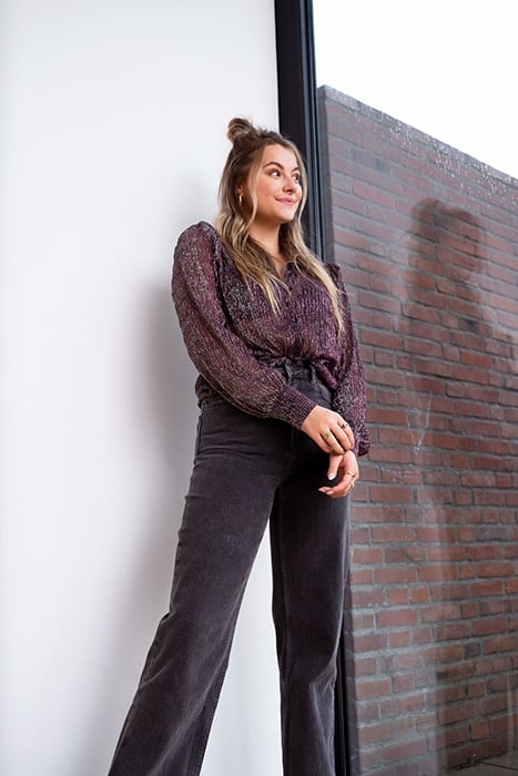 PAARSE BLOUSE MET PLISSÉ PINK PINK 2