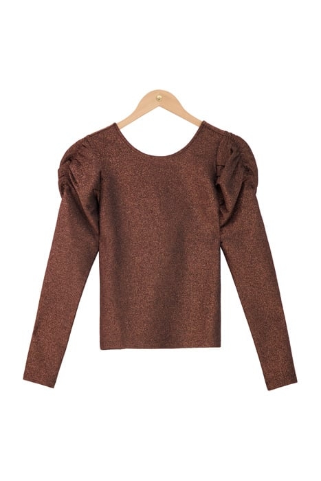 BRUINE GLITTER TOP MET LAAG UITGESNEDEN RUG BRONZE BRONZE 1