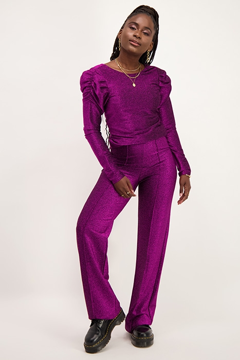 ROZE GLITTER TOP MET LAAG UITGESNEDEN RUG PINK PINK 3