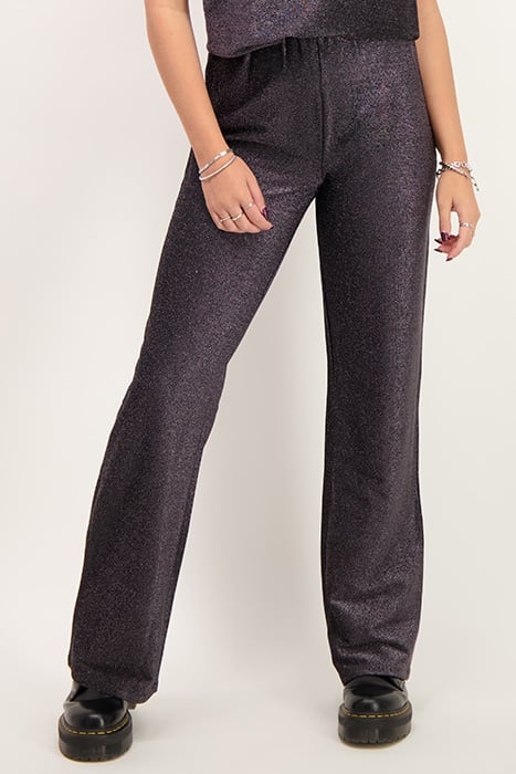 ZWARTE GLITTER STRAIGHT FIT BROEK BLACK BLACK 4