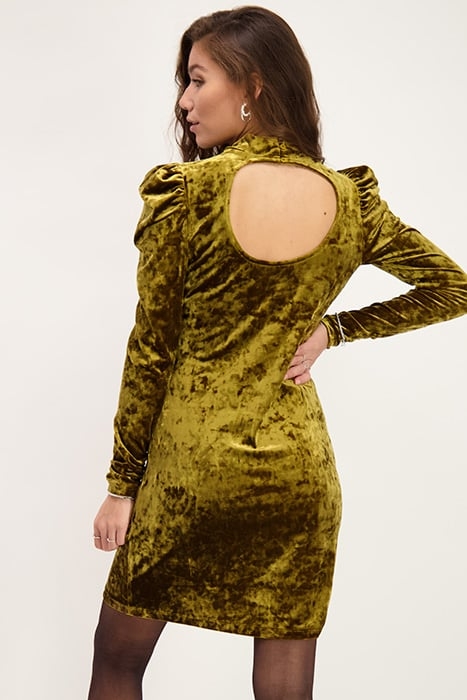 GROENE VELVET JURK MET OPEN RUG GREEN GREEN 3