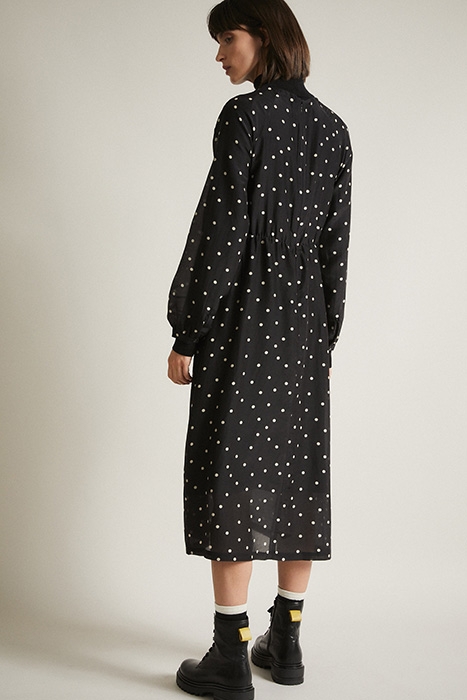 KLEID MIT SCHNÜRUNG PRINT PRETTY DOTS / BLACK 2