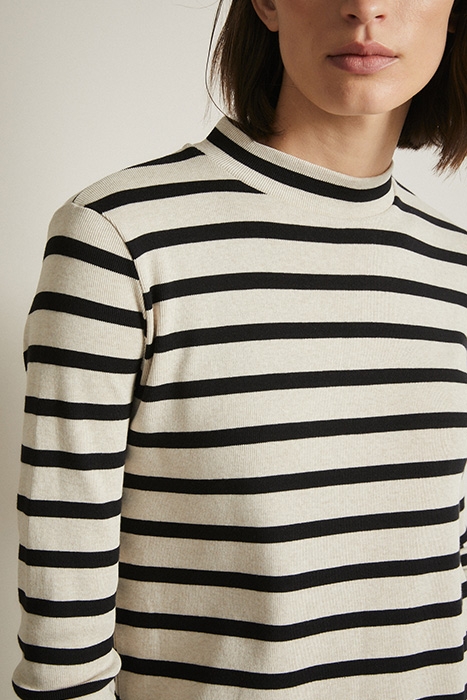 STREIFENKLEID GOTS BLACK / BEIGE MELANGE 3