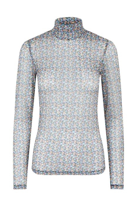 PCFANELLA LS HIGH NECK TOP MUSKMELON/FLOWERS 1